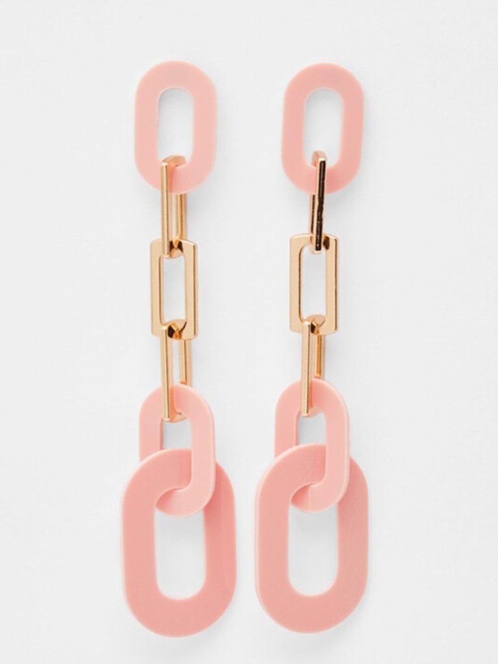 Peach Gold Long Oval Retro Geometric Drop Dangle Fun Earrings